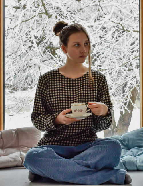 Lněná halenka -kostička