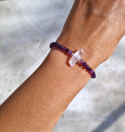 Diamant Herkimer purple*ametyst*náramek