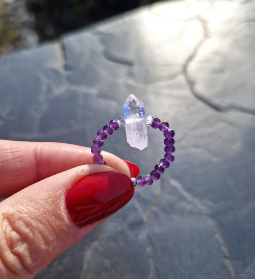 Diamant Herkimer purple*ametyst*prsten — foto 1