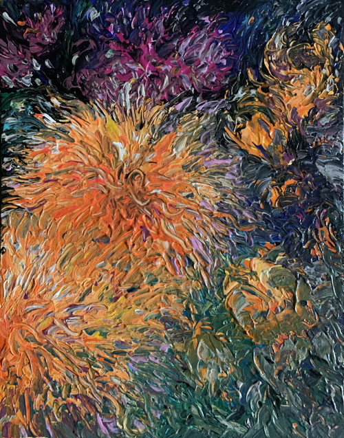 Květina - obraz, akryl na plátně, 24x30 cm