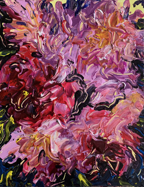 Květina - obraz, akryl na plátně, 24x30 cm