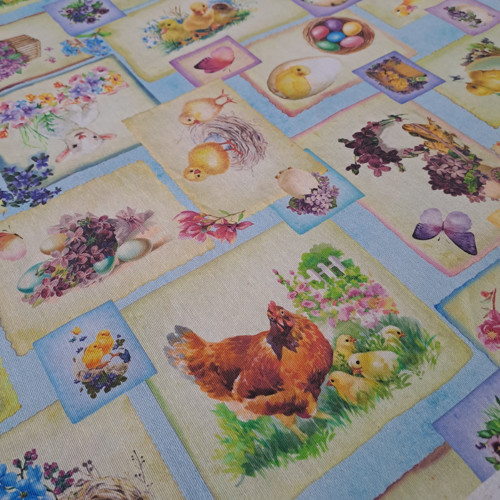 Dekorační látka velikonoční patchwork ZVÍŘÁTKA