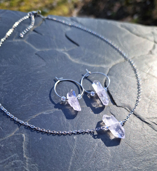 Diamant Herkimer purple*ocel*náhrdelník