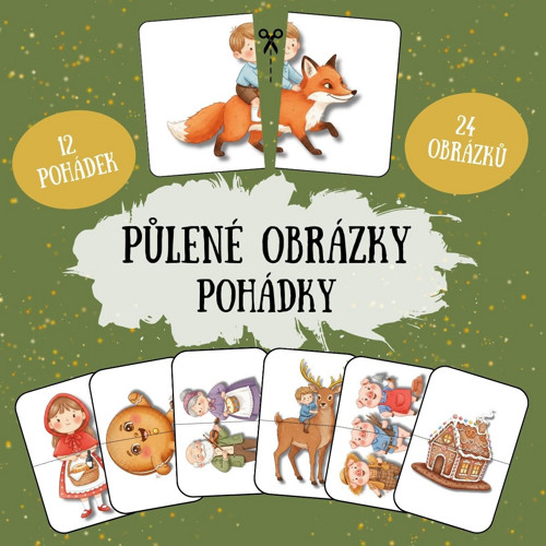 Pohádky - půlené obrázky (PDF k tisku)