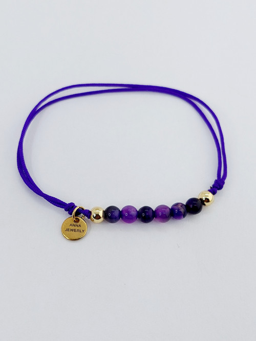 Shamballa náramek PUPI purpurový achát