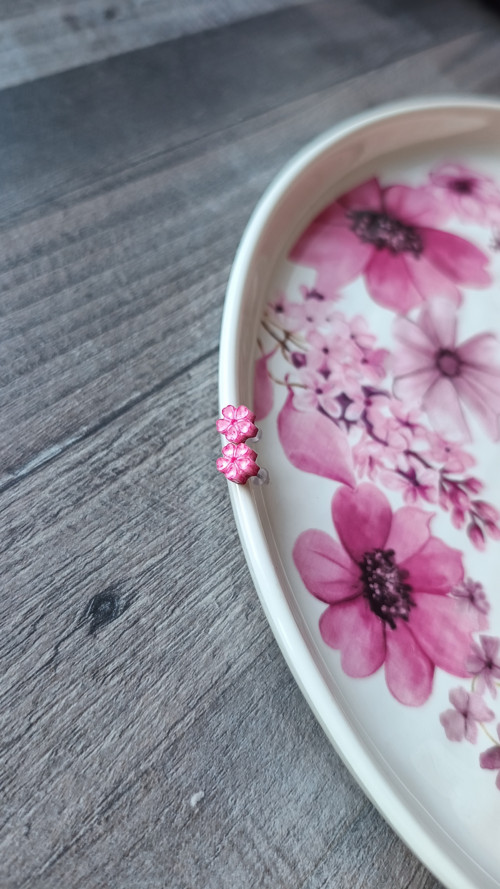 Náušnice - růžové mini kytičky