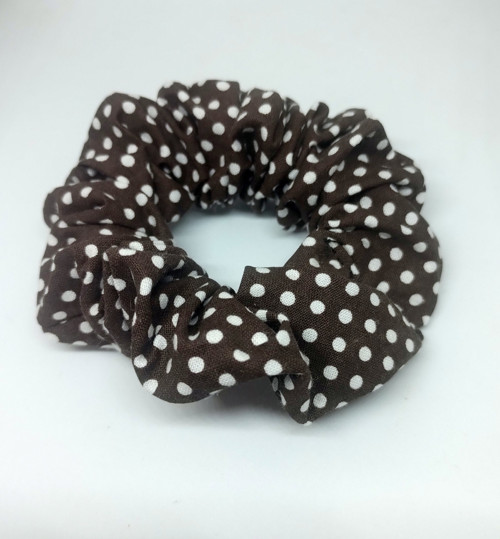 Čokoládově hnědá gumička do vlasů - retro styl