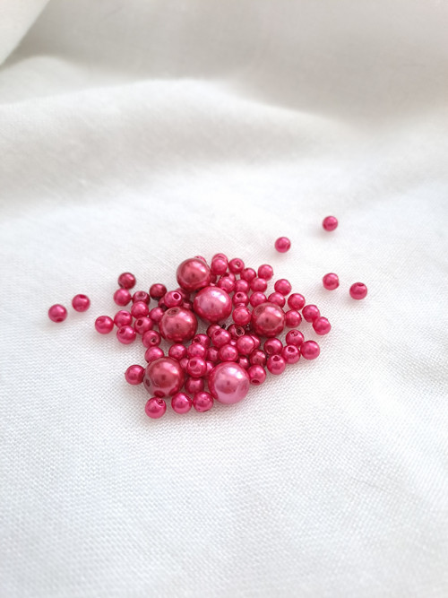 Voskové perle tmavě růžová 3 mm a 6 mm