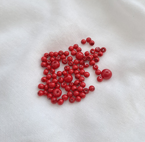 Voskové perle rudé 3 mm a 5 mm