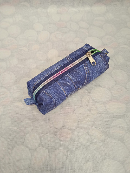 Pouzdro podélné jeans kapsy světlé