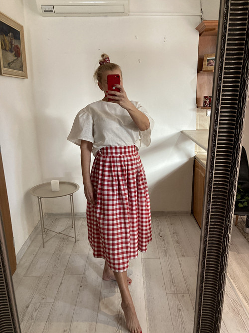 ..ako GinGHAM vánok... sukňa červeno/biela