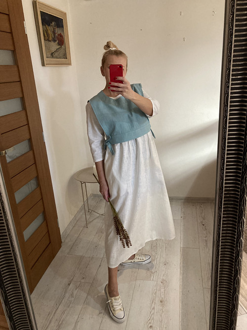 Ľanová vesta- Tm. Mäta