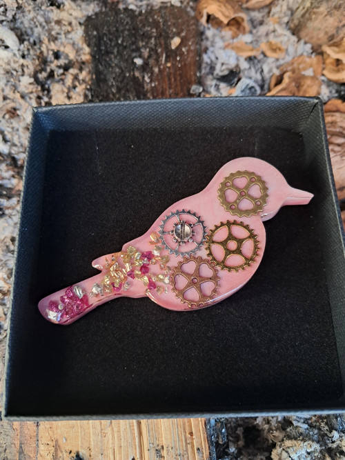 Steampunk brož ptáček — foto 1