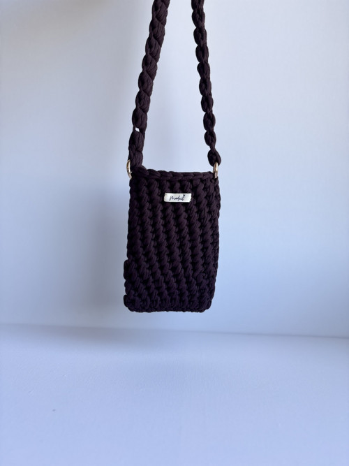 Crossbody kabelka na mobil - tmavě hnědá