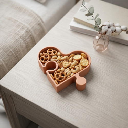 Miska ve tvaru srdce puzzle - Světle hnědá