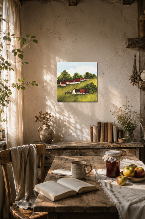 Reprodukce na plátně "Vesnička na dlani" 30x30