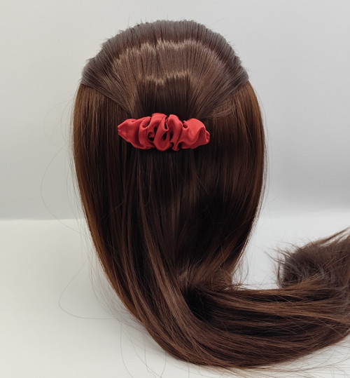 Spona do vlasů scrunchie tmavě červená 8 cm