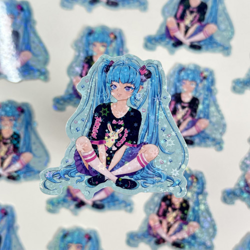 Holografická samolepka Cute Miku