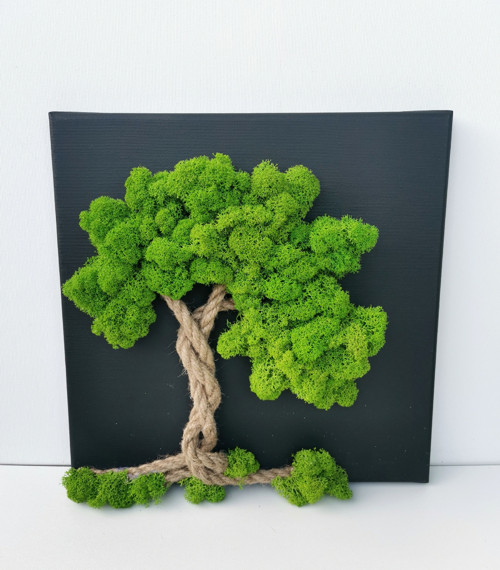 Živý mechový obraz, strom 30x30cm — foto 1