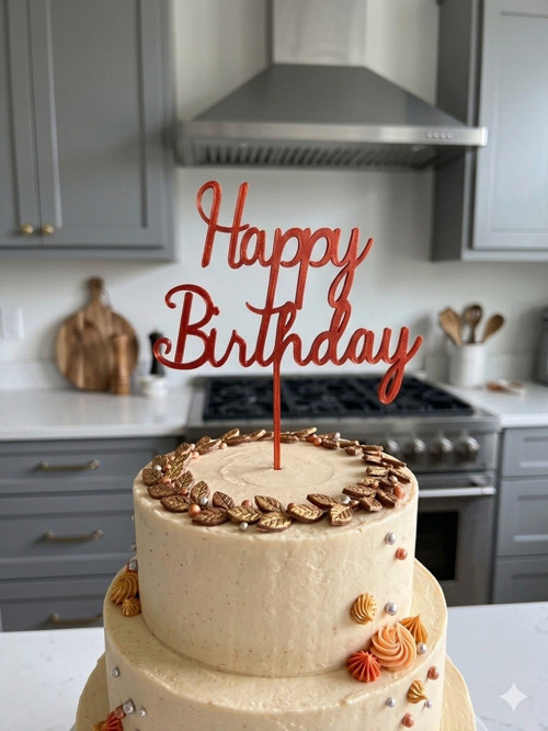 Zápich do dortu "Happy Birthday" – Červeno-zlatý