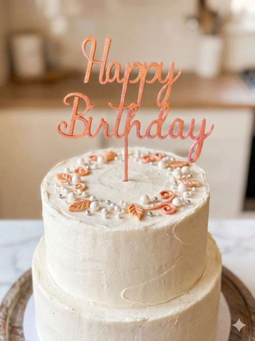 Zápich do dortu "Happy Birthday" – Rose Gold