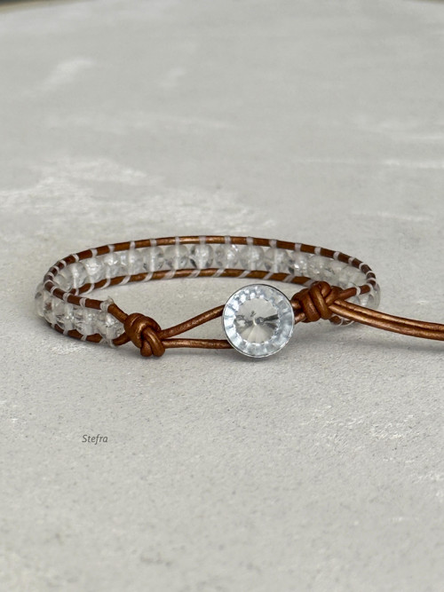 Copper crystal - korálkovokožený náramek