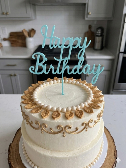 Zápich do dortu "Happy Birthday" – Azurově modrá
