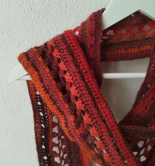 Šála "skinny scarf", hnědočervená, VÝPRODEJ