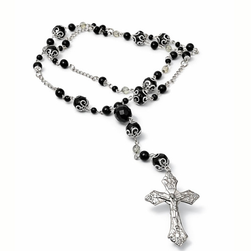 Occult Rosary Kříž černý stříbrný krucifix