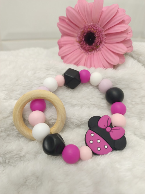 Silikonové kousátko růžové s motivem Minnie
