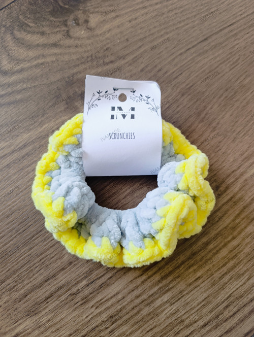 SCRUNCHIES - šedo žlutá
