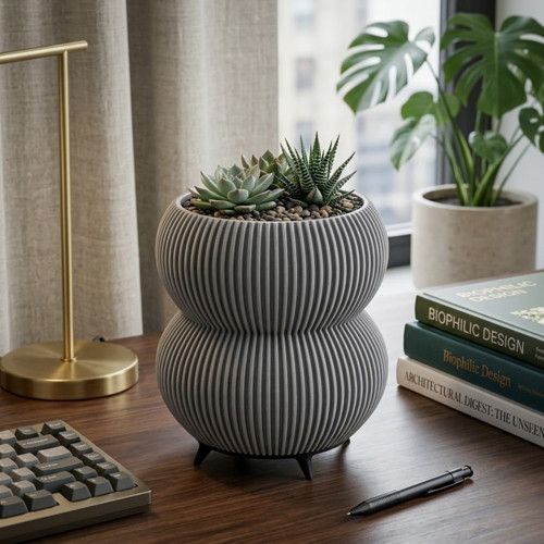 Moderní designový květináč / váza - Šedý