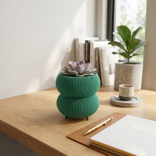Moderní designový květináč / váza - Zelený