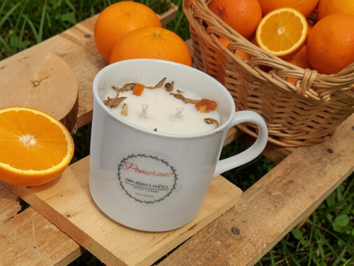 Svíčka Pomeranč v hrnečku 150g