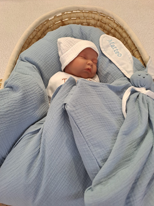 Péřová zavinovačka mušelínová Blue modrá