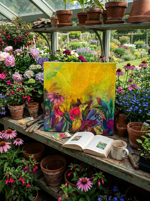Magická zahrada / originální obraz - 40x40cm — foto 1