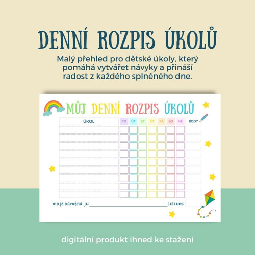 Denní rozpis úkolů pro děti (PDF)