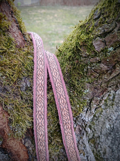 Karetkovaný pásek - Růžová, meruňková, šedohnědá