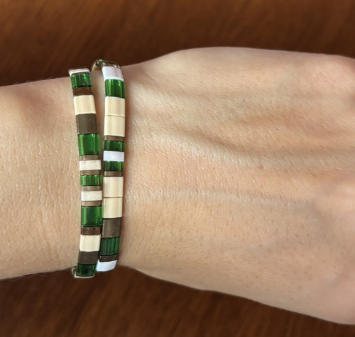 Miyuki naramky beige&green