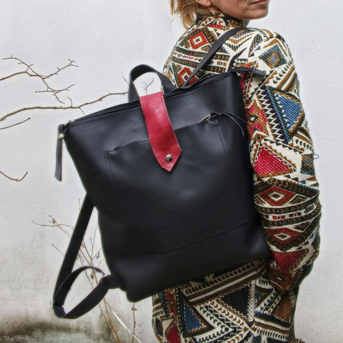Kožený Batoh BLACK backpack
