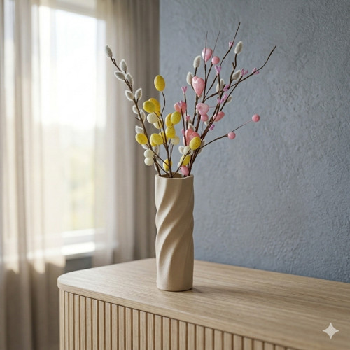 Váza "Wavy Twist" – pískově béžová