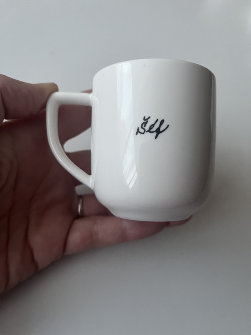 Porcelánový espresso hrnek Pohodář Šéf Na Nervy…