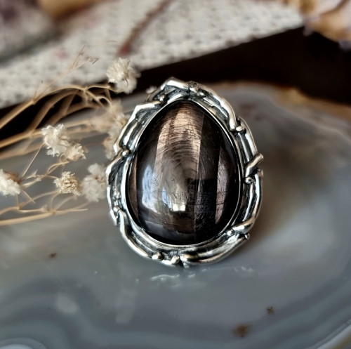 Prsten - Obsidian, Ag 925/1000 — foto 1