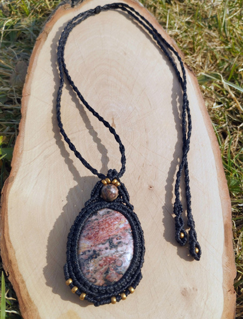 Macrame náhrdelník "leopardí jaspis"