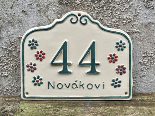 Domovní cedulka Zelená kytičky 2