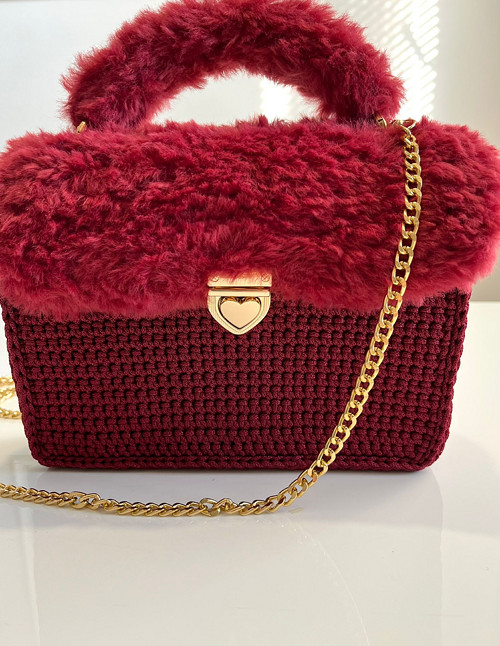 Háčkovaná hnědovínová kabelka MOS Velvet Ruby — foto 1