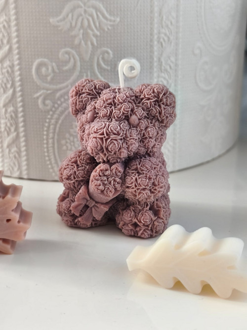 Růžičkový medvídek / Candle NH Old Pink