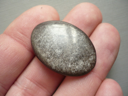 Kabošon - obsidián stříbrný 31 mm, č.3f