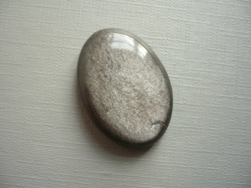 Kabošon - obsidián stříbrný 29 mm, č.22f