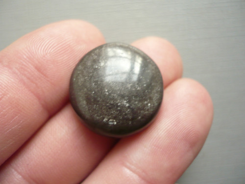 Kabošon - obsidián stříbrný 22 mm, č.31f